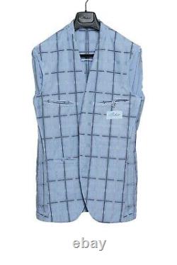 Belvest Light Blue Sport Suit Linen Cotton SAN GALLO Fabric 7R Slim Fit