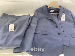 Ben Sherman Blue 3 Piece Suit Camden Slim Fit 40R W40 100% Wool Blue Brand New