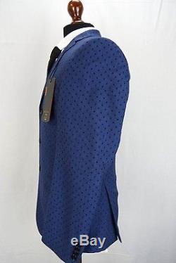 Ben Sherman Camden Blue Polka Dot Super Slim Fit Mod Suit 38 40 42 44 VB18