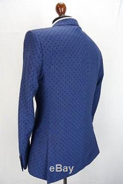 Ben Sherman Camden Blue Polka Dot Super Slim Fit Mod Suit 38 40 42 44 VB18