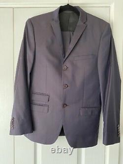 Ben Sherman Suit Aubergine Tonic 2-tone slim fit Mod 36 Jacket 30R Trousers Wool