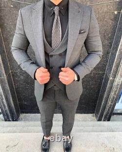 Black Slim-Fit Suit 3-Piece, All Sizes Acceptable #168