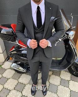 Black Slim-Fit Suit 3-Piece, All Sizes Acceptable #73