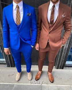 Blue & Brown Slim-Fit (Combo) Suit 3-Piece, All Sizes Acceptable #57