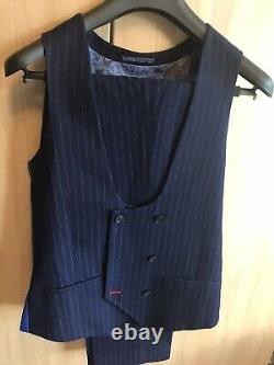 Blue Pinstripe 3 Piece Suit 38 Long Slim fit