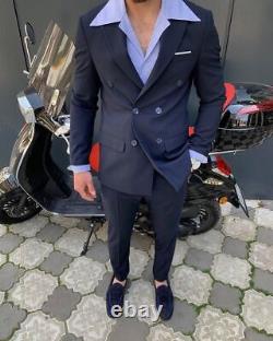 Blue Slim-Fit Suit 2-Piece, All Sizes Acceptable #88
