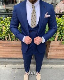 Blue Slim-Fit Suit 3-Piece, All Sizes Acceptable #167