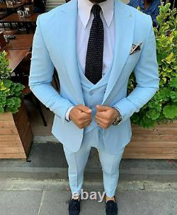 Blue Slim-Fit Suit 3-Piece, Will Be Made On Order, All Sizes Acceptable #14