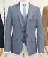 Blue, Slim Fit, Three Piece Suit, 40, BNWT From Leamington Spa Shop. No Reserve