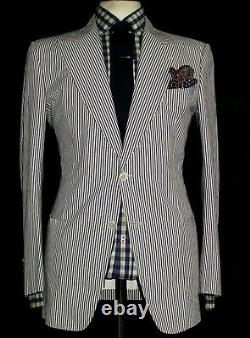Bnwot Luxury Mens Tom Ford Stripey White Tailor Made Slim Fit Suit 42r W36 X L34
