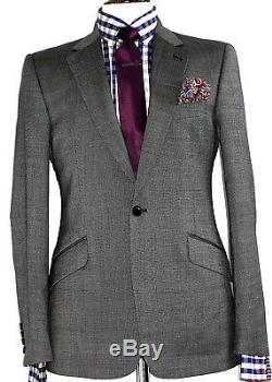 Bnwt Gorgeous Mens Duchamp London Grey Birdseye Slim Fit Suit 38r W32 X L29