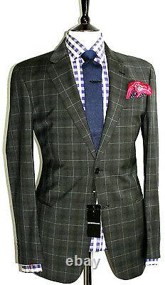 Bnwt Gorgeous Mens Emporio Armani Charcoal Box Check Slim Fit Suit 42r W36 X L32