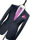 Bnwt Luxury Mens Burberry London Italian Textured Navy Slim Fit Suit 38r W32