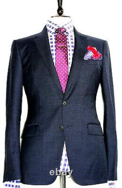 Bnwt Luxury Mens Burberry London Italian Textured Navy Slim Fit Suit 38r W32