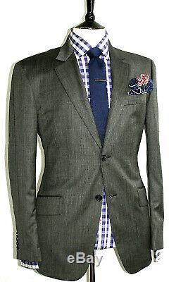 Bnwt Luxury Mens Burberry London Textured Charcoal Grey Slim Fit Suit 40r W34