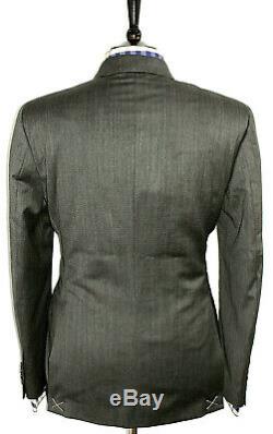 Bnwt Luxury Mens Burberry London Textured Charcoal Grey Slim Fit Suit 40r W34