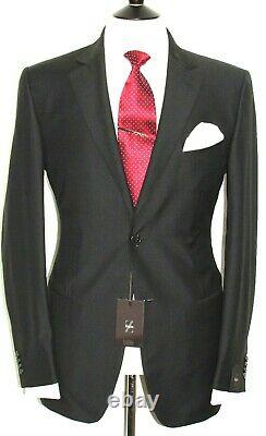 Bnwt Luxury Mens Ermenegildo Zegna Black Micro Check Slim Fit Suit 40r W34