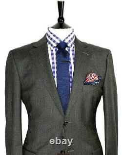 Bnwt Luxury Mens Ermenegildo Zegna Charcoal Grey Birdseye Slim Fit Suit 42r W36
