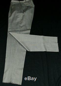 Bnwt Luxury Mens Ermenegildo Zegna Sharkskin Stripey Grey Slim Fit Suit 44r W38
