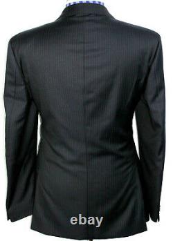 Bnwt Luxury Mens Ermenegildo Zegna Stripey Black Classic Slim Fit Suit 44r W38