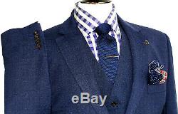 Bnwt Luxury Mens Gibson London Navy Blue 3 Piece Slim Fit Suit 42r W34 X L31