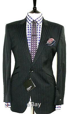 Bnwt Luxury Mens Gibson Merriot London Stripey Navy Slim Fit Suit 40r W34 X L32