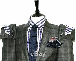 Bnwt Luxury Mens Hackett London Tartan Check Tailor-made Slim Fit Suit 40l W34