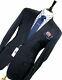 Bnwt Luxury Mens Hardy Amies Savile Row London Solid Navy Slim Fit Suit 36r W32