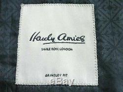 Bnwt Luxury Mens Hardy Amies Savile Row London Solid Navy Slim Fit Suit 36r W32