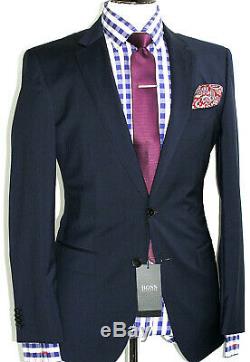 Bnwt Luxury Mens Hugo Boss Dark Plain Navy Slim Fit 2 Piece Suit 50r W44 X L33