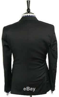 Bnwt Luxury Mens Hugo Boss Italian Plain Black Slim Fit Chic Suit 38r W32 X L32