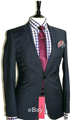 Bnwt Luxury Mens Hugo Boss Navy Birdseye Chic Slim Fit Suit 36r W30 X L31