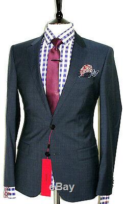 Bnwt Luxury Mens Hugo Boss Navy Birdseye Chic Slim Fit Suit 36r W30 X L31