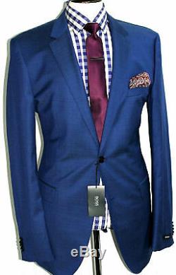 Bnwt Luxury Mens Hugo Boss Petrol Blue Slim Fit 2 Piece Suit 42l W36 X L35