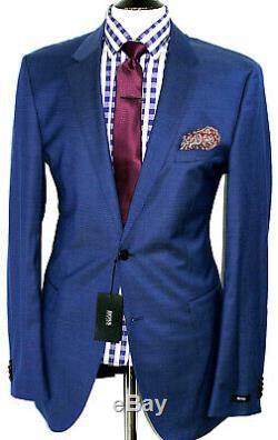Bnwt Luxury Mens Hugo Boss Petrol Blue Slim Fit 2 Piece Suit 42r W36 X L32