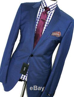 Bnwt Luxury Mens Hugo Boss Petrol Blue Slim Fit 2 Piece Suit 44l W38 X L36