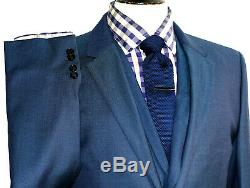 Bnwt Luxury Mens Hugo Boss Textured Green 3 Piece Slim Fit Suit 40r W34 X L32