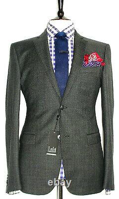 Bnwt Luxury Mens Pal Zileri Premium Charcoal Textured Slim Fit Suit 42r W36