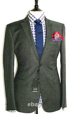 Bnwt Luxury Mens Pal Zileri Premium Charcoal Textured Slim Fit Suit 42r W36