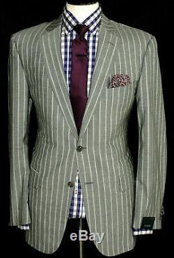 Bnwt Luxury Mens Pal Zileri Tailor-made Grey Chalkstripe Slim Fit Suit 40r W34