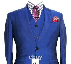 Bnwt Luxury Mens Paul Smith London Blue 3 Piece Slim Fit Suit 38r W32 X L31