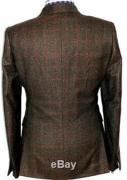 Bnwt Luxury Mens Paul Smith London Brown Box Check Tweed Slim Fit Suit 42r W36