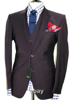 Bnwt Luxury Mens Paul Smith London Burgundy 3 Piece Slim Fit Suit 40r W34 X L31