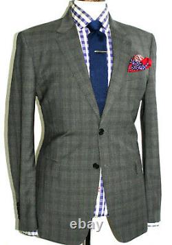Bnwt Luxury Mens Paul Smith London Charcoal Grey Box Check Slim Fit Suit 42r W36