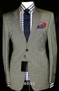 Bnwt Luxury Mens Paul Smith London Grey Micro Check Slim Fit Suit 40r W34 X L32
