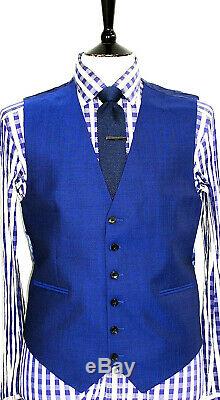 Bnwt Luxury Mens Reiss London Royal Petrol Blue 3 Piece Slim Fit Suit 38r W32