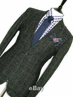Bnwt Luxury Mens Ted Baker London Box Check 2 Piece Slim Fit Suit 40r W32 X L32