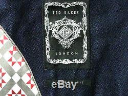 Bnwt Luxury Mens Ted Baker London Navy Birdseye Slim Fit 2pc Suit 44l W38