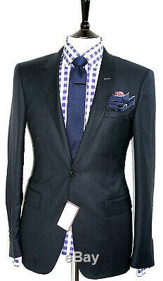 Bnwt Luxury Mens Thomas Pink Loro Piana Navy Birdseye Slim Fit Suit 40r W34