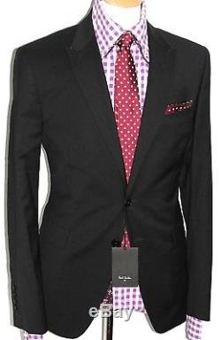 Bnwt Men's Paul Smith Ps London Plain Black Slim Fit Suit 40r W34